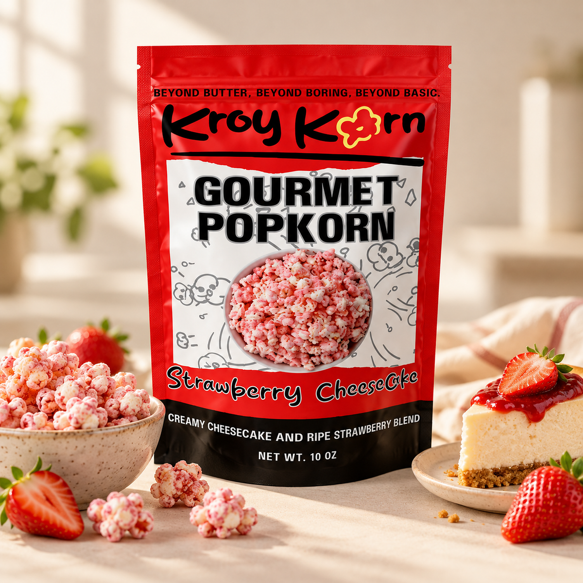 KroyKorn Strawberry Cheesecake Popkorn - 10oz bag