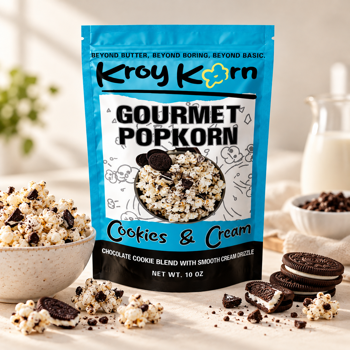 KroyKorn Cookies & Cream Popkorn - 10oz bag