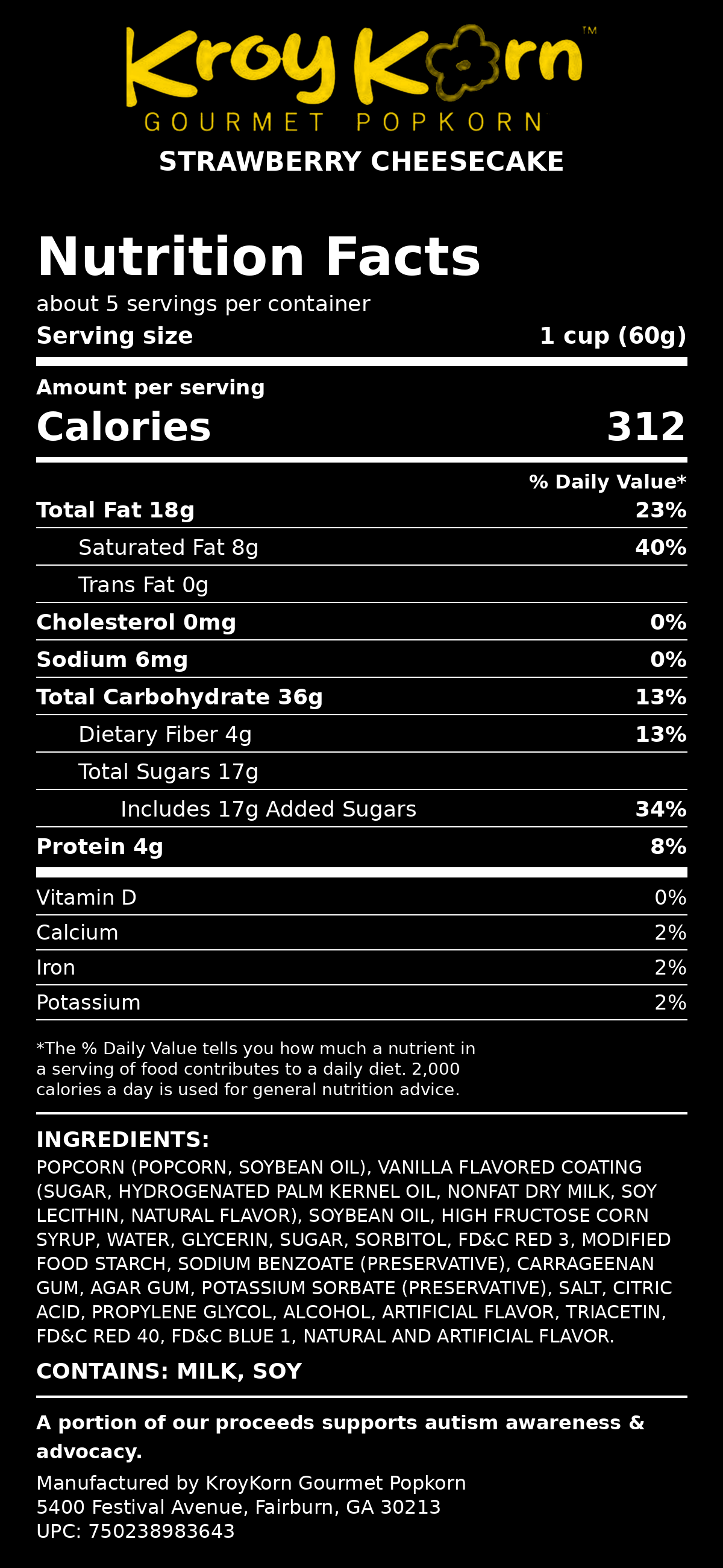 Strawberry Cheesecake Nutrition Facts
